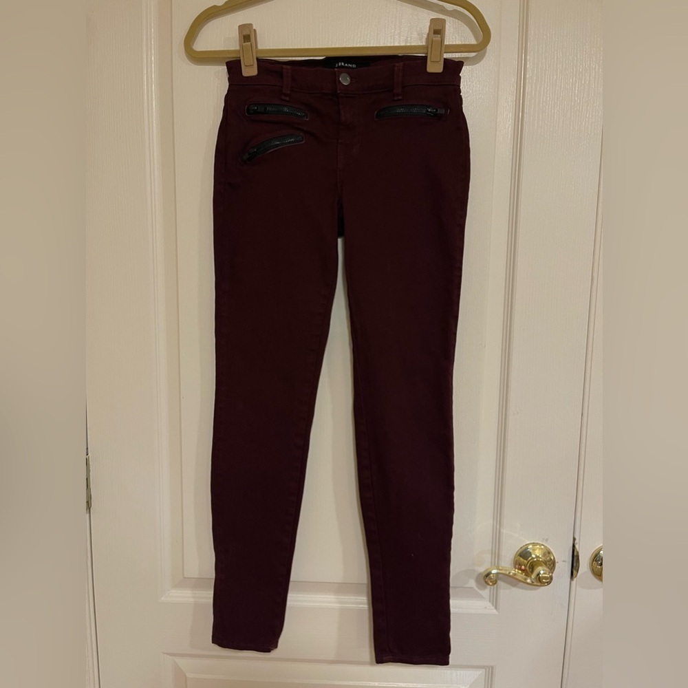 J Brand Lava Zoey (Maroon/Burgundy) low to mid rise skinny jeans​​​​​​​